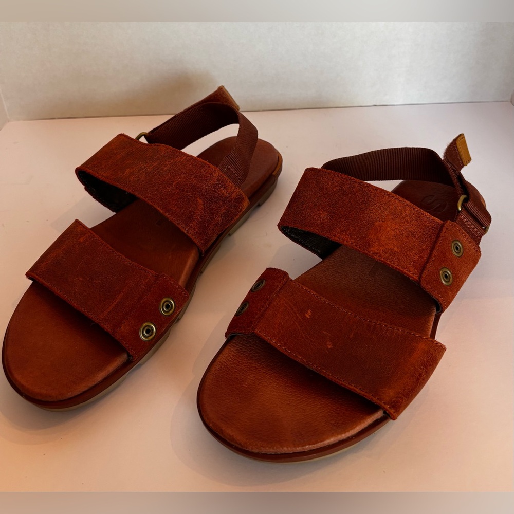 Sorel Torpeda Rustic Brown Leather Slingback Sandal Women's Size 9.5